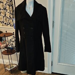 Pelle Studio Black Trench Coat Classic Wool Design